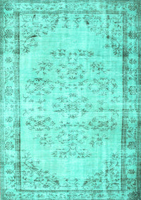 Abstract Turquoise Contemporary Rug, con1335turq