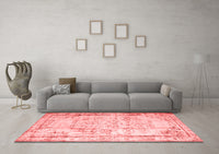 Machine Washable Abstract Red Contemporary Rug, wshcon1335red