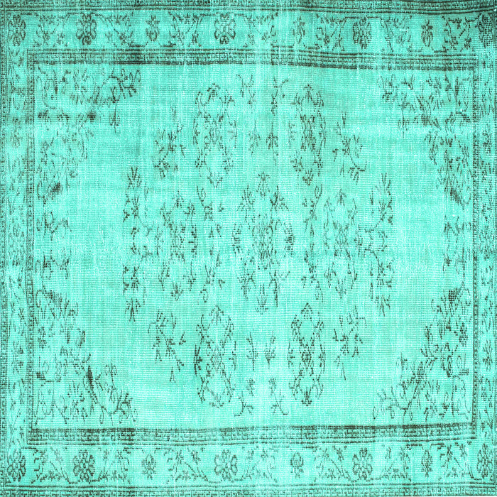 Square Abstract Turquoise Contemporary Rug, con1335turq