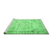 Sideview of Machine Washable Abstract Emerald Green Contemporary Area Rugs, wshcon1335emgrn