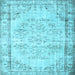 Square Machine Washable Abstract Light Blue Contemporary Rug, wshcon1335lblu