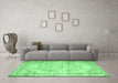 Machine Washable Abstract Emerald Green Contemporary Area Rugs in a Living Room,, wshcon1335emgrn