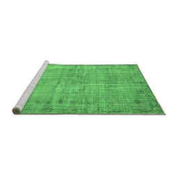 Sideview of Machine Washable Abstract Emerald Green Contemporary Area Rugs, wshcon1336emgrn
