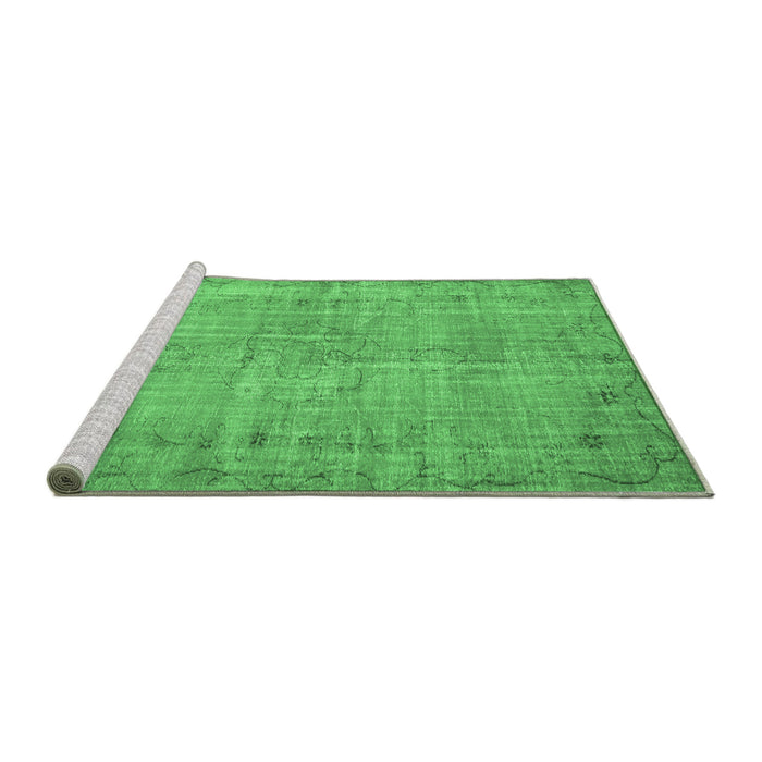 Sideview of Machine Washable Abstract Emerald Green Contemporary Area Rugs, wshcon1336emgrn