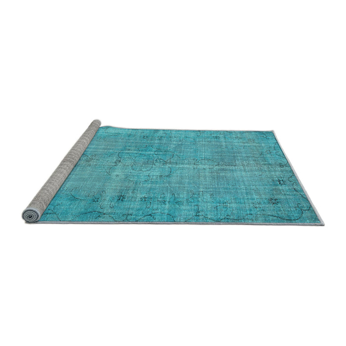 Sideview of Machine Washable Abstract Light Blue Contemporary Rug, wshcon1336lblu