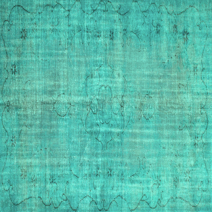 Square Machine Washable Abstract Turquoise Contemporary Area Rugs, wshcon1336turq