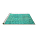 Sideview of Machine Washable Abstract Turquoise Contemporary Area Rugs, wshcon1336turq