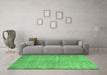 Machine Washable Abstract Emerald Green Contemporary Area Rugs in a Living Room,, wshcon1336emgrn