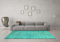 Machine Washable Abstract Turquoise Contemporary Rug, wshcon1336turq