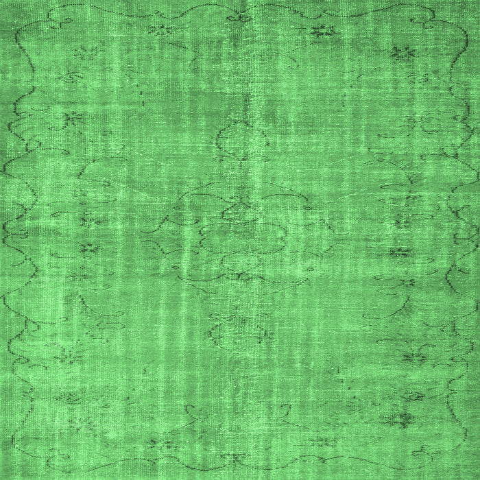Square Machine Washable Abstract Emerald Green Contemporary Area Rugs, wshcon1336emgrn
