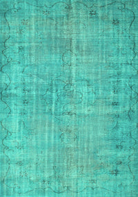 Abstract Turquoise Contemporary Rug, con1336turq