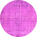 Round Machine Washable Abstract Pink Contemporary Rug, wshcon1336pnk