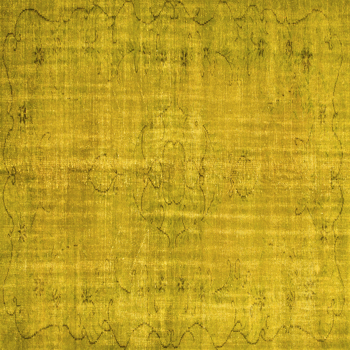 Square Abstract Yellow Contemporary Rug, con1336yw