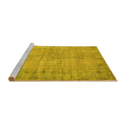 Sideview of Machine Washable Abstract Yellow Contemporary Rug, wshcon1336yw