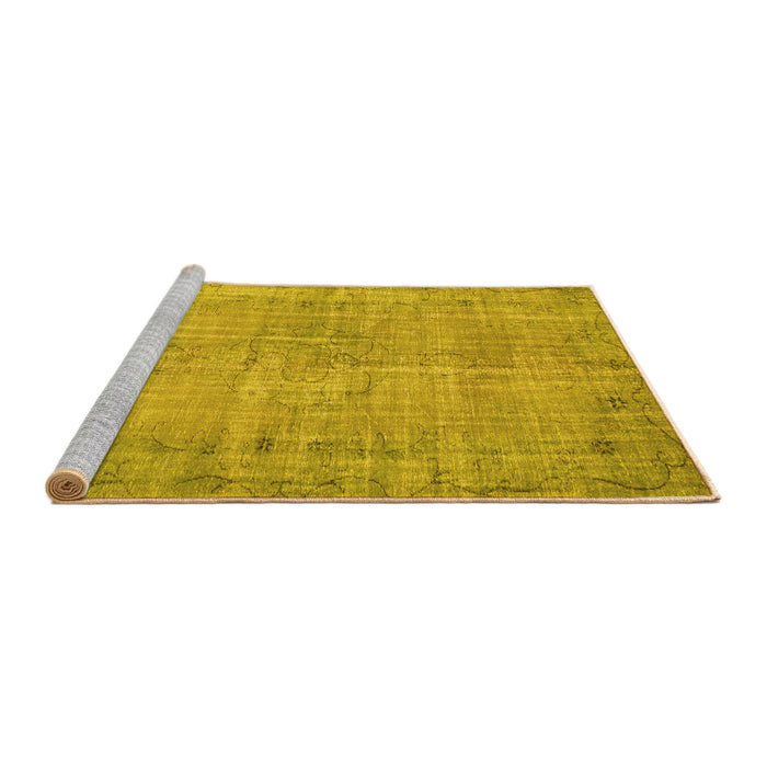 Sideview of Machine Washable Abstract Yellow Contemporary Rug, wshcon1336yw