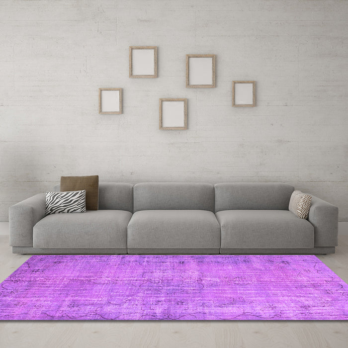 Machine Washable Abstract Purple Contemporary Area Rugs in a Living Room, wshcon1336pur