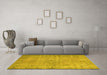 Machine Washable Abstract Yellow Contemporary Rug in a Living Room, wshcon1336yw