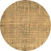 Round Abstract Brown Contemporary Rug, con1336brn