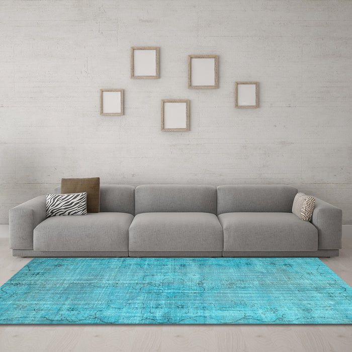 Machine Washable Abstract Light Blue Contemporary Rug in a Living Room, wshcon1336lblu