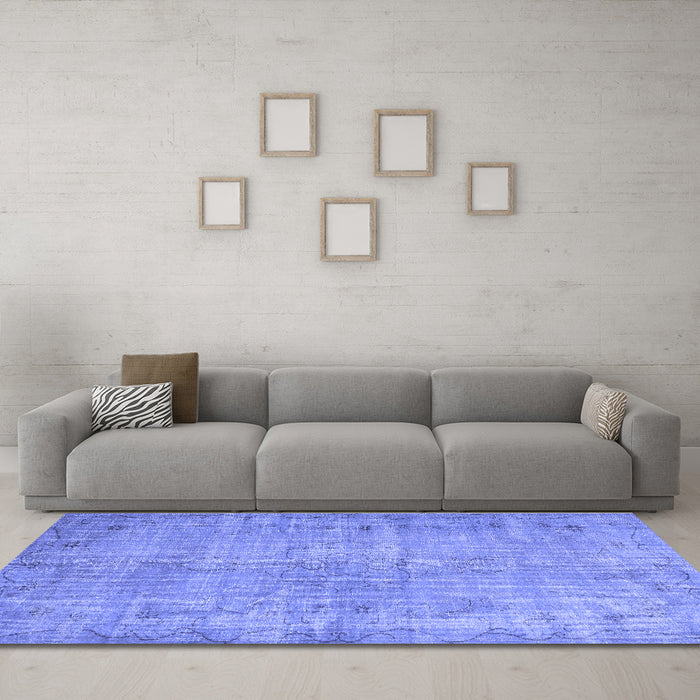 Machine Washable Abstract Blue Contemporary Rug in a Living Room, wshcon1336blu