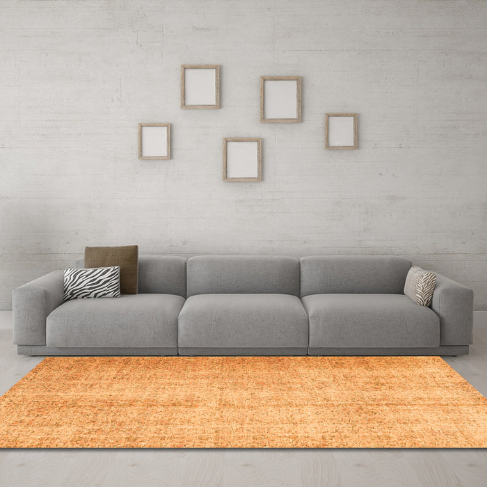 Machine Washable Abstract Orange Contemporary Area Rugs in a Living Room, wshcon1337org