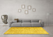 Machine Washable Abstract Yellow Contemporary Rug in a Living Room, wshcon1337yw