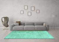 Machine Washable Abstract Turquoise Contemporary Rug, wshcon1337turq