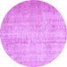 Round Machine Washable Abstract Purple Contemporary Area Rugs, wshcon1337pur