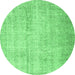 Round Abstract Emerald Green Contemporary Rug, con1337emgrn