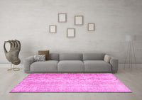 Machine Washable Abstract Pink Contemporary Rug, wshcon1337pnk