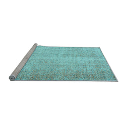 Sideview of Machine Washable Abstract Light Blue Contemporary Rug, wshcon1337lblu
