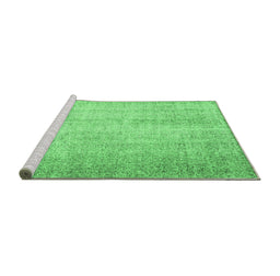 Sideview of Machine Washable Abstract Emerald Green Contemporary Area Rugs, wshcon1337emgrn