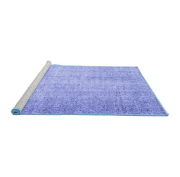 Sideview of Machine Washable Abstract Blue Contemporary Rug, wshcon1337blu