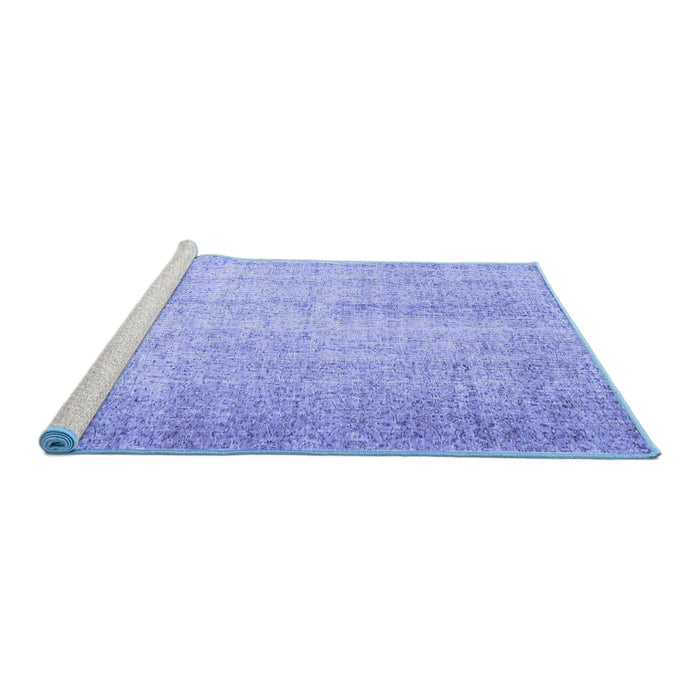 Sideview of Machine Washable Abstract Blue Contemporary Rug, wshcon1337blu