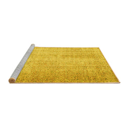Sideview of Machine Washable Abstract Yellow Contemporary Rug, wshcon1337yw