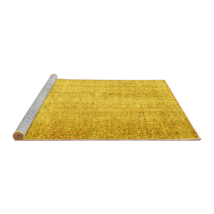 Sideview of Machine Washable Abstract Yellow Contemporary Rug, wshcon1337yw