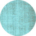 Round Machine Washable Abstract Light Blue Contemporary Rug, wshcon1337lblu