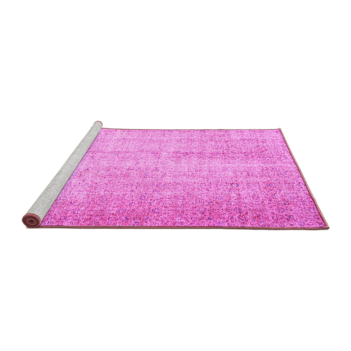 Sideview of Machine Washable Abstract Pink Contemporary Rug, wshcon1337pnk