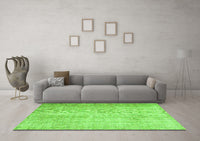 Machine Washable Abstract Green Contemporary Rug, wshcon1337grn