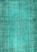 Machine Washable Abstract Turquoise Contemporary Area Rugs, wshcon1338turq