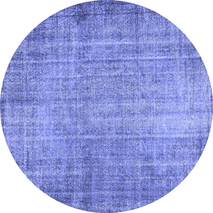 Round Machine Washable Abstract Blue Contemporary Rug, wshcon1338blu