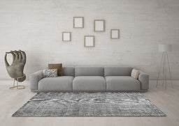 Machine Washable Abstract Gray Contemporary Rug in a Living Room,, wshcon1338gry