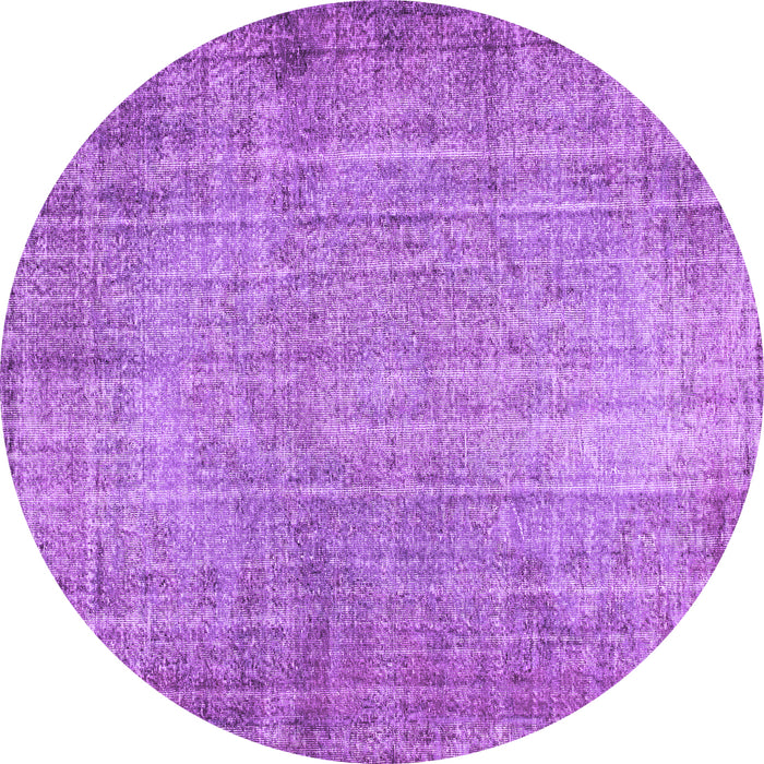 Round Abstract Purple Contemporary Rug, con1338pur