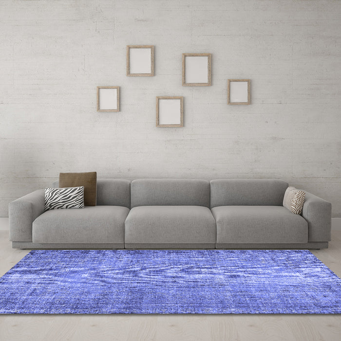 Machine Washable Abstract Blue Contemporary Rug in a Living Room, wshcon1338blu