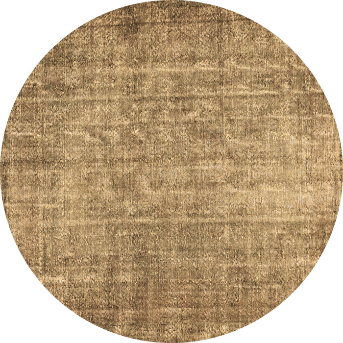 Round Abstract Brown Contemporary Rug, con1338brn