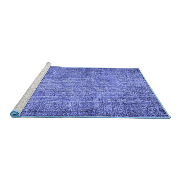Sideview of Machine Washable Abstract Blue Contemporary Rug, wshcon1338blu