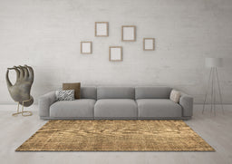 Machine Washable Abstract Brown Contemporary Rug in a Living Room,, wshcon1338brn