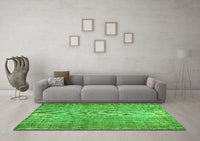 Machine Washable Abstract Green Contemporary Rug, wshcon1338grn