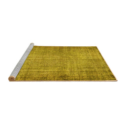 Sideview of Machine Washable Abstract Yellow Contemporary Rug, wshcon1338yw