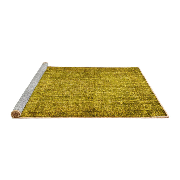 Sideview of Machine Washable Abstract Yellow Contemporary Rug, wshcon1338yw